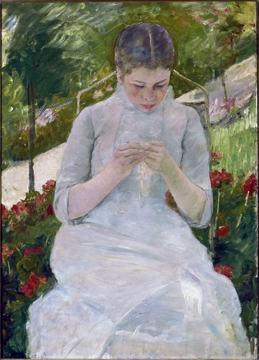 Mujer cosiendo de Mary Stevenson Cassatt