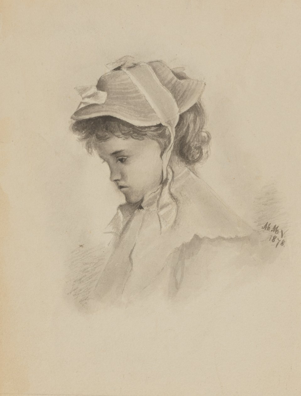 Cabeza de un Niño Mirando Hacia Abajo Sin Título, 1878 de Mary Vaux Walcott