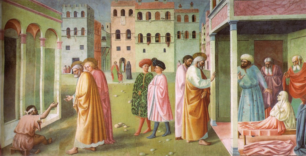 Curación del tullido y resurrección de Tabita de Masolino da Panicale