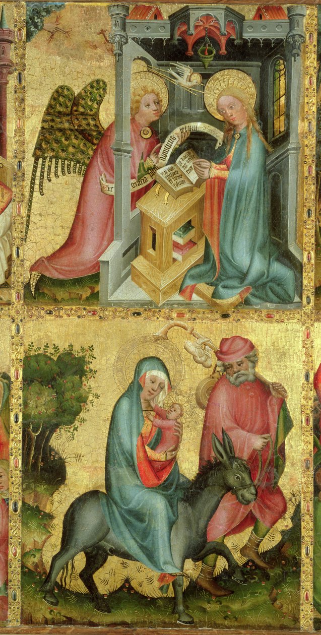 La Anunciación y la Huida a Egipto, del Altar de Buxtehude, 1400-10 de Master Bertram of Minden