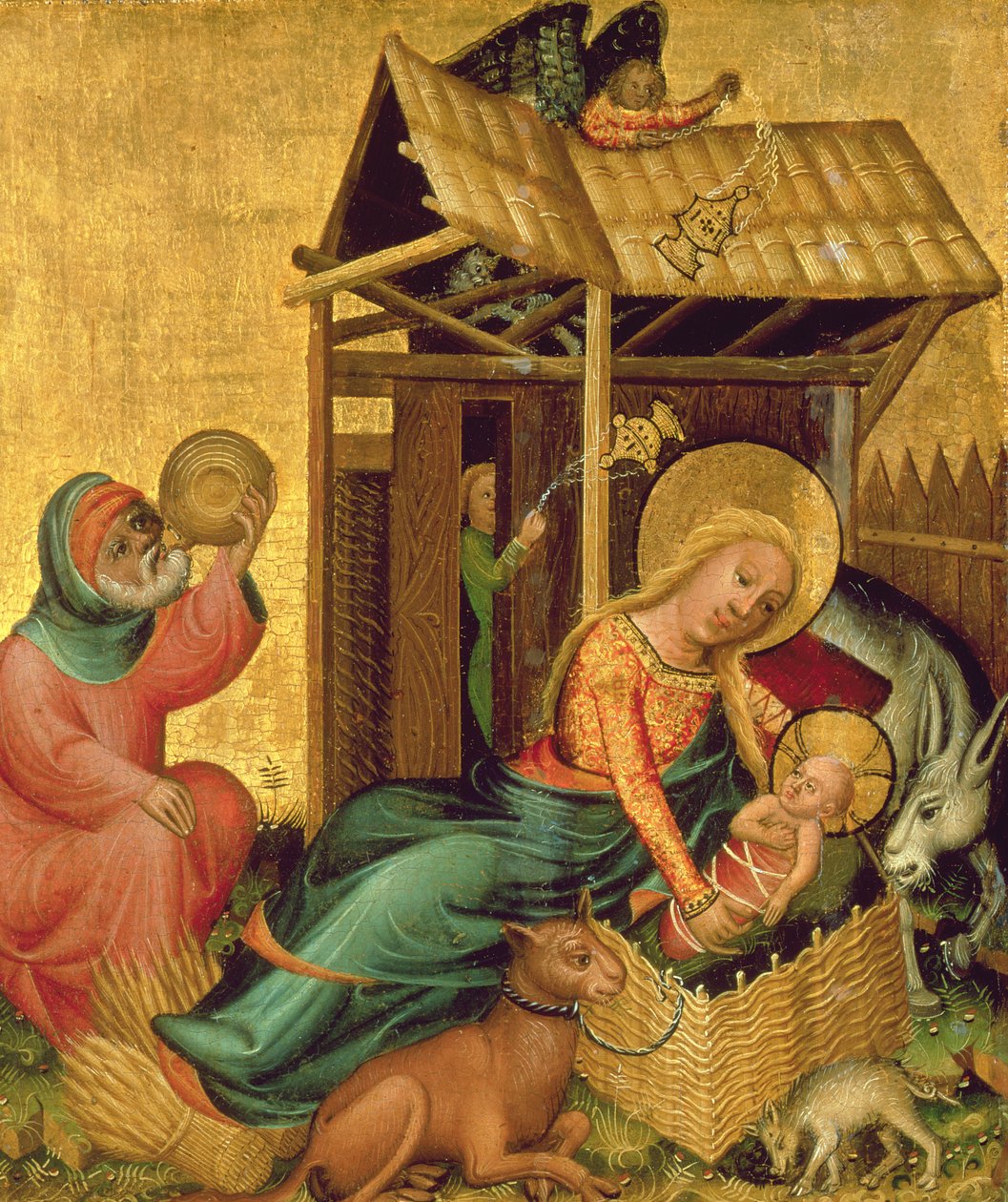 La Natividad, del Altar de Buxtehude, 1400-10 de Master Bertram of Minden