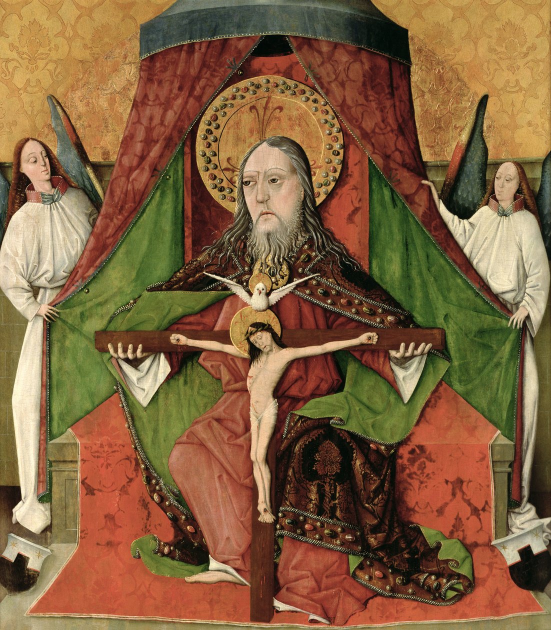 La Santísima Trinidad, panel central del retablo mayor de la Iglesia de la Santísima Trinidad en Mosóc (hoy Mošovce, Eslovaquia) de Master Gh