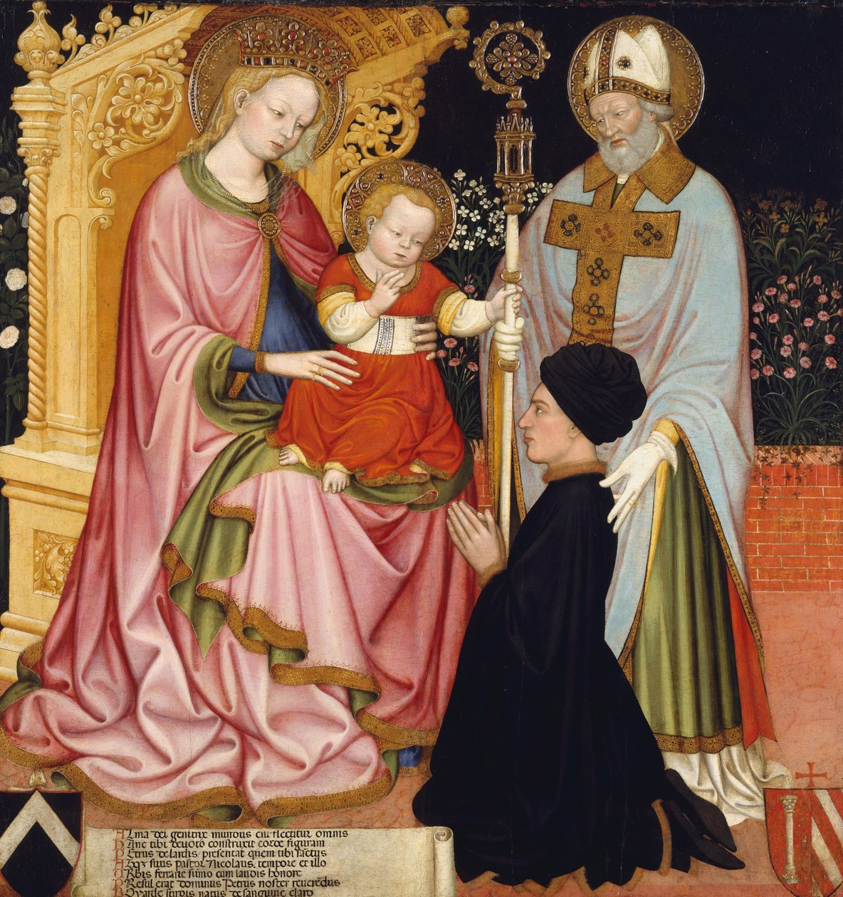 Madonna y Niño con el donante, Pietro de Lardi, presentado por San Nicolás, c.1420-30 de Master GZ Master GZ