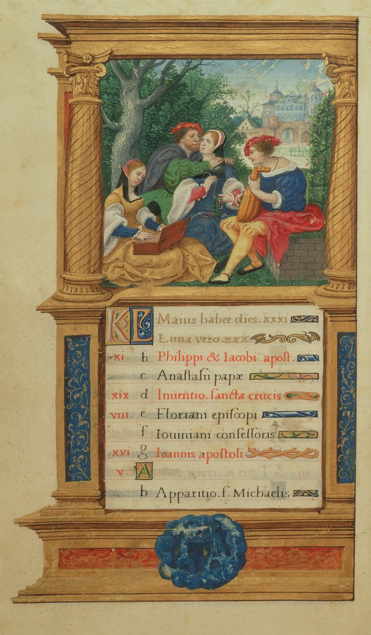 MS W.449 fol.6v Mayo Haciendo Música, c.1525 de Master Jean de Mauleon