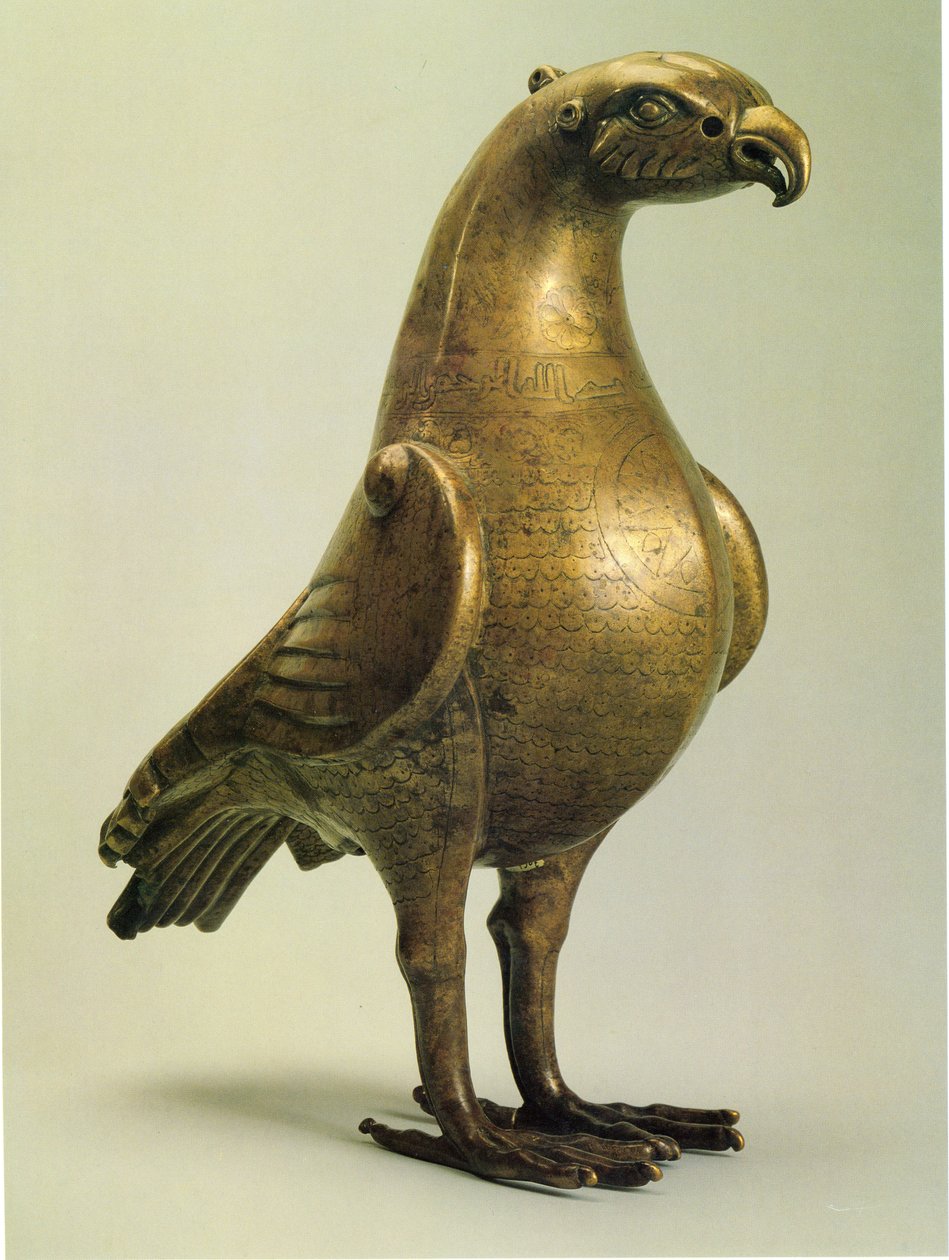 Aquamanile en forma de águila, c.800 (bronce incrustado con plata y cobre) de Master Suleiman