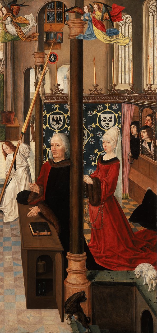 Tríptico con Escenas de la Pasión de Cristo (reverso del ala derecha) Dos Donantes Arrodillados de Master of Aachen the Altarpiece