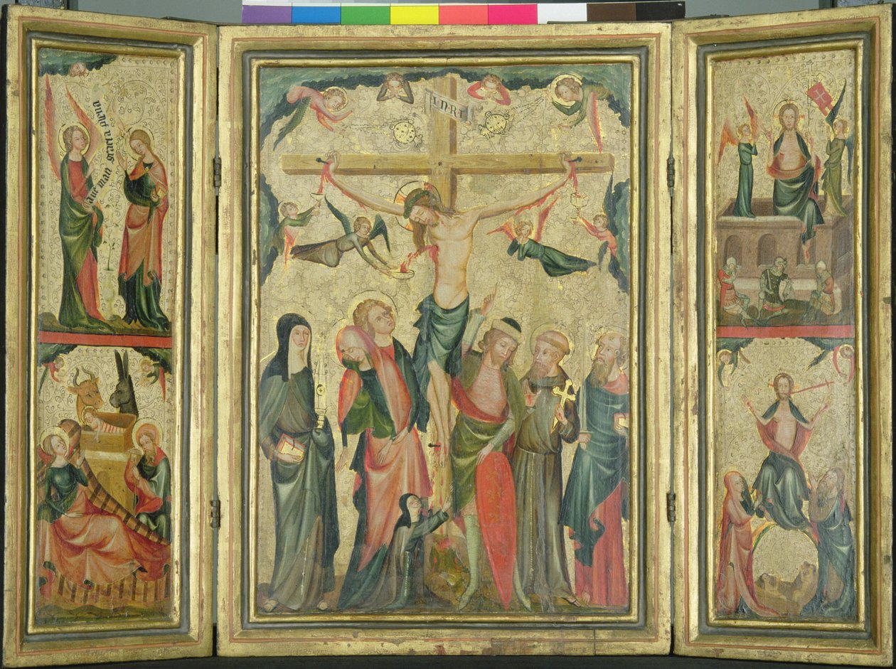 Tríptico que representa la Crucifixión de Cristo, c.1350 de Master of Cologne