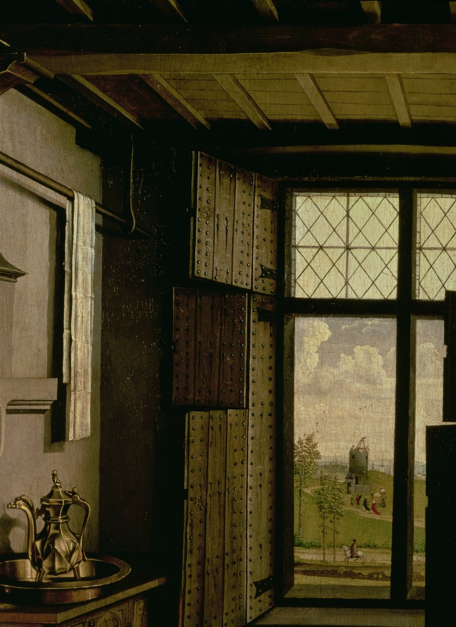 Detalle de la ventana, del ala de Santa Bárbara del Retablo de Werl, 1438 (detalle) de Master of Flémalle