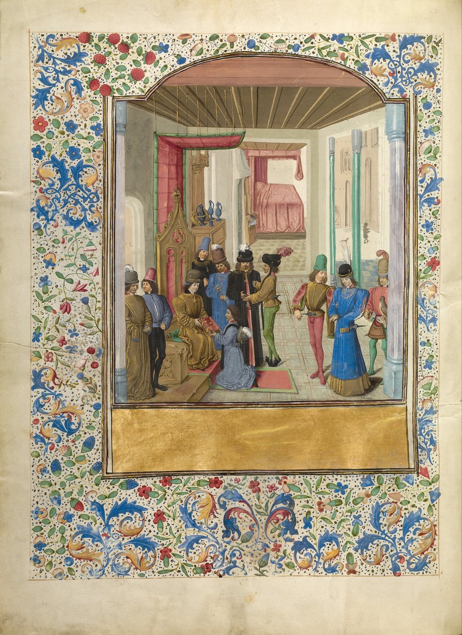 Vasco da Lucena entregando su obra a Carlos el Temerario de Master of Jardin