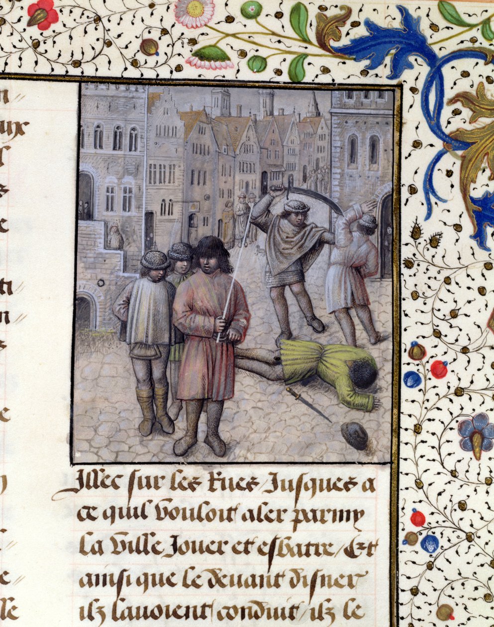 Ms 659 fol.221r Jacob van Artevelde lidera una rebelión en Gante contra los condes de Flandes en 1340, 1477 de Master of Mary of Burgundy