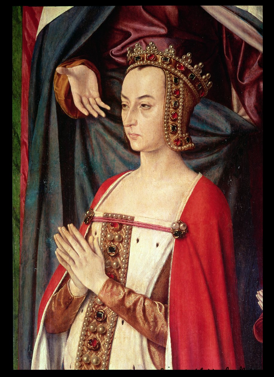 Ana de Francia, ala derecha del Retablo de Borbón (detalle) de Master of Moulins