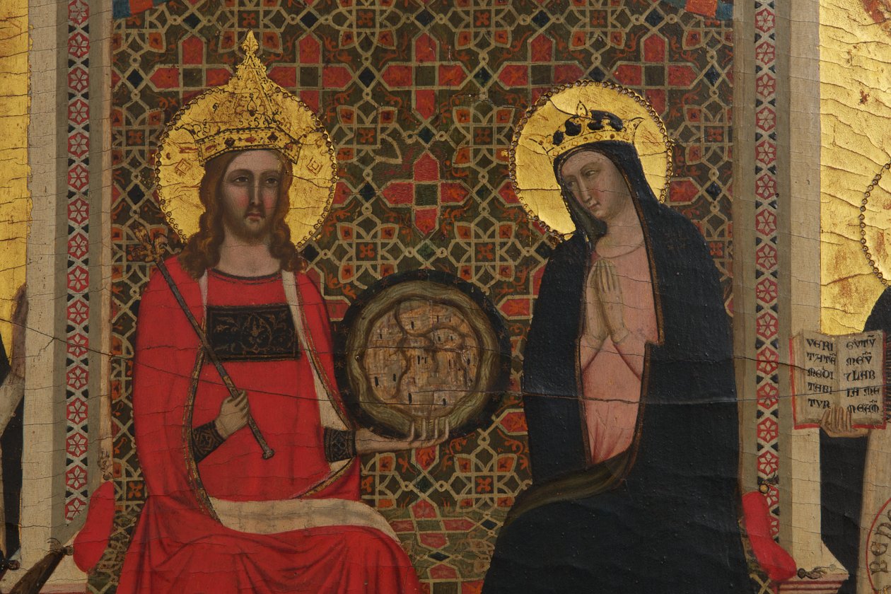 Detalle de la Virgen, Cristo y 17 Santos de Master of the Dominican Effigies