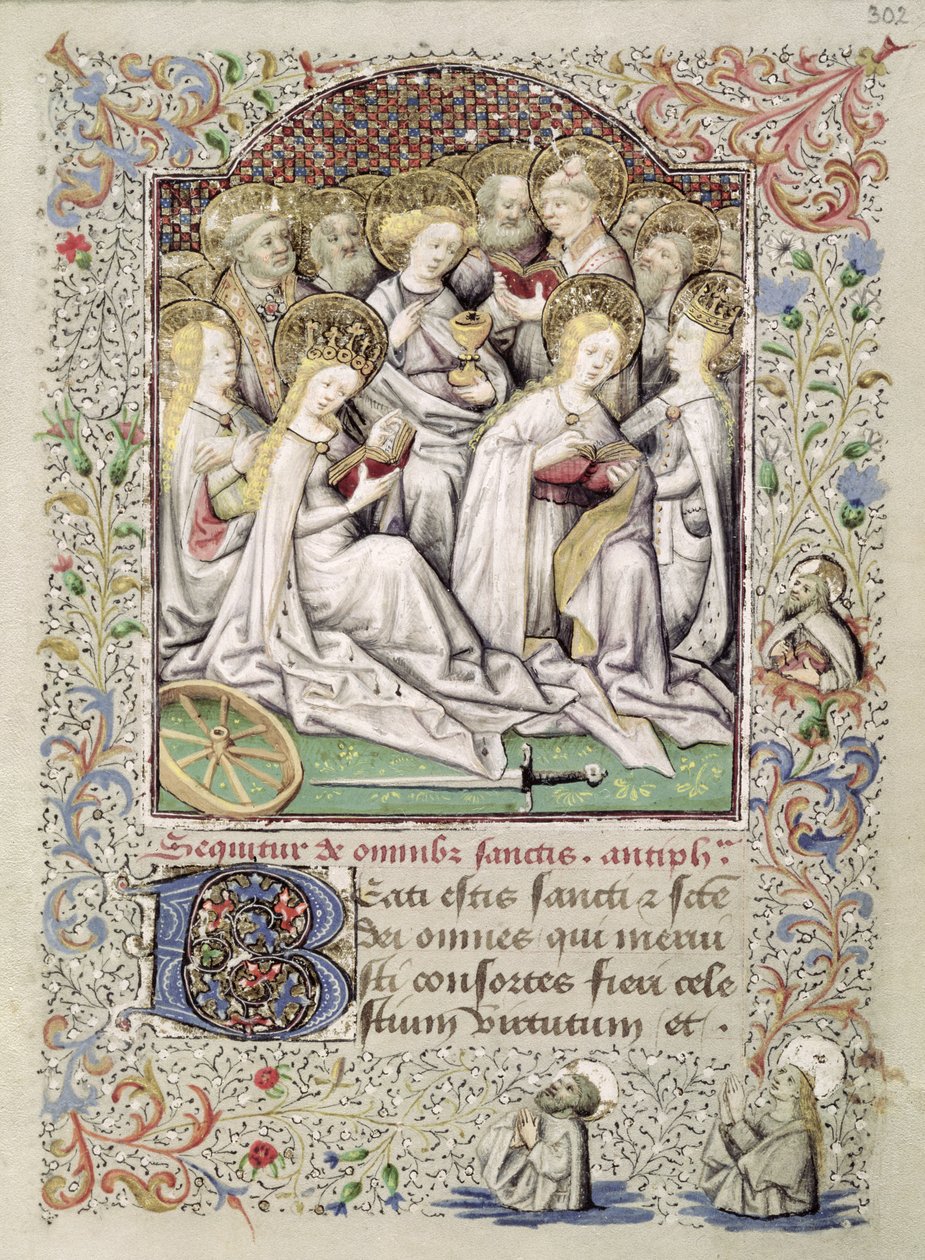 W.82 fol.302r Las vírgenes mártires y otros santos, del Libro de Horas de Coetivy, c.1443 de Master of the Duke of Bedford Master of the Duke of Bedford