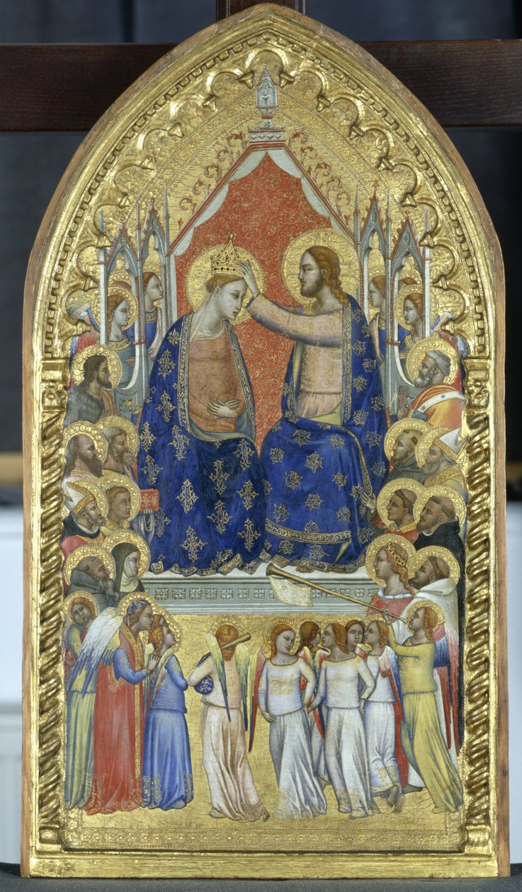 Coronación de la Virgen con ángeles y santos, c.1360 de Master of the Fabriano Altarpiece attr. to Master of the Fabriano Altarpiece attr. to