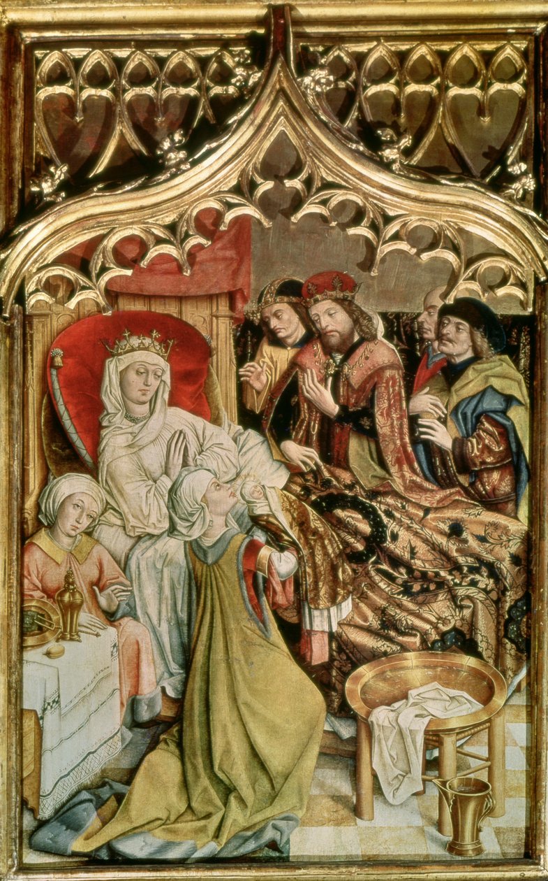 El retablo de Santa Isabel, (detalle) que representa el nacimiento de Santa Isabel (1207-31) 1474-77 de Master of the Legend of St. Elizabeth