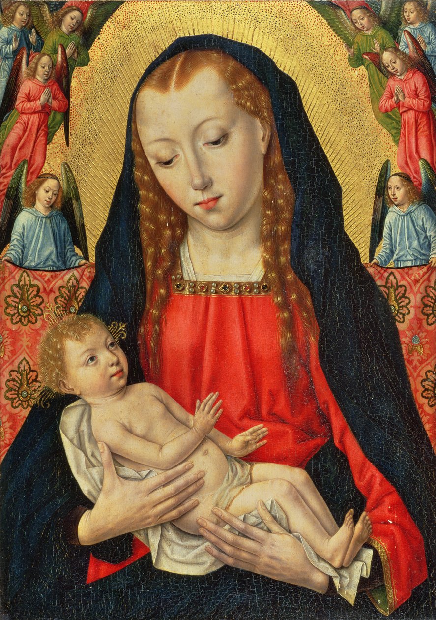 La Virgen y el Niño con ángeles, c.1490 de Master of the Legend of St. Ursula