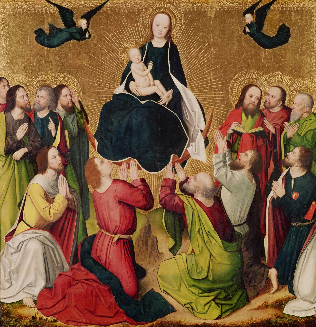 La Virgen en gloria con los apóstoles, panel central de un tríptico, finales del siglo XV (panel) de Master of the Lyversberg Passion