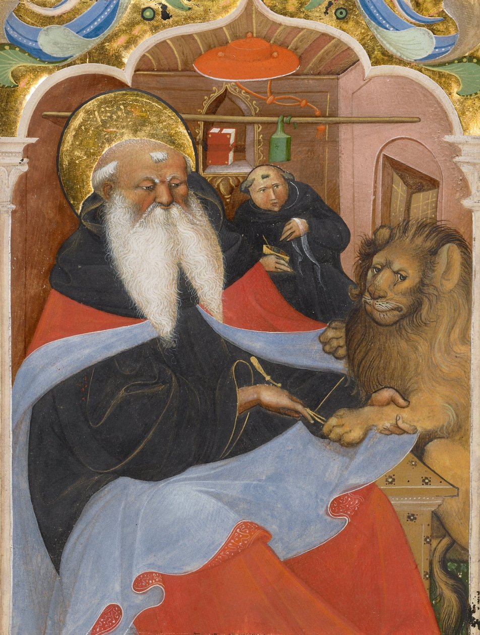 San Jerónimo extrayendo una espina de la pata de un león de The Master of the Murano Gradual