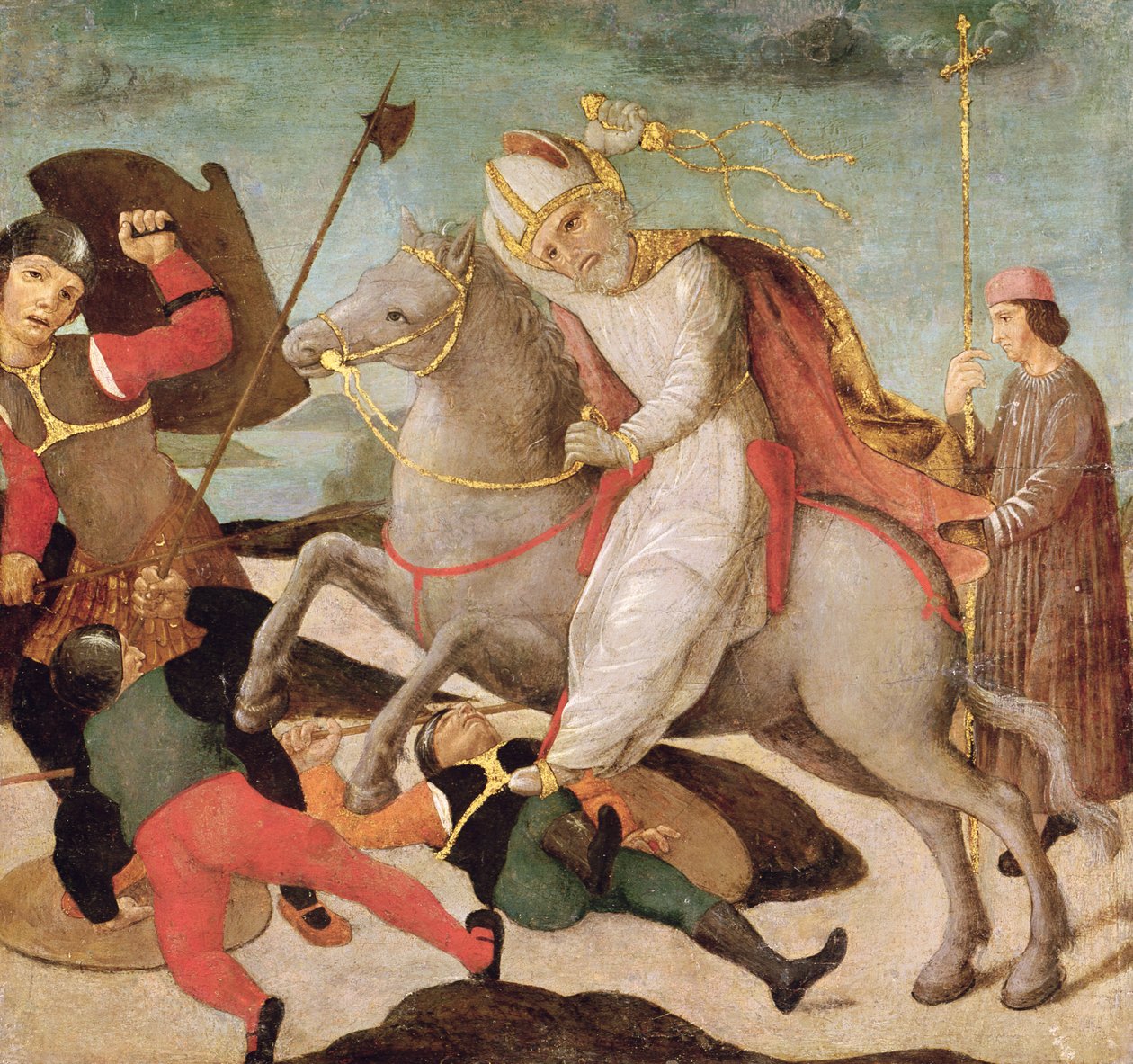 La Aparición de San Ambrosio en la Batalla de Milán, c.1495 de Master of the Pala Sforzesca