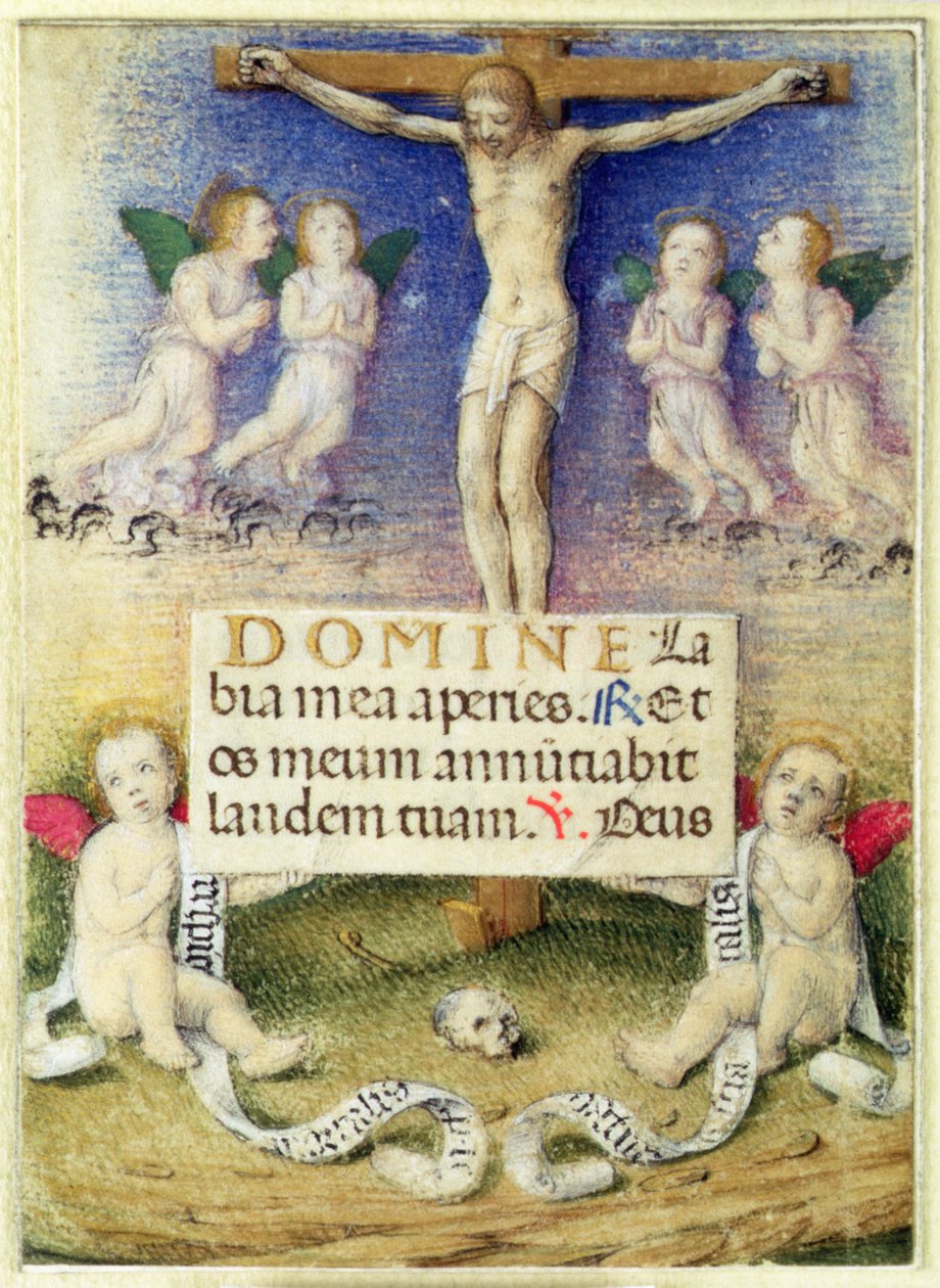 Cristo en la cruz con ángeles, c.1480 de Master of the della Rovere Missals Master of the della Rovere Missals