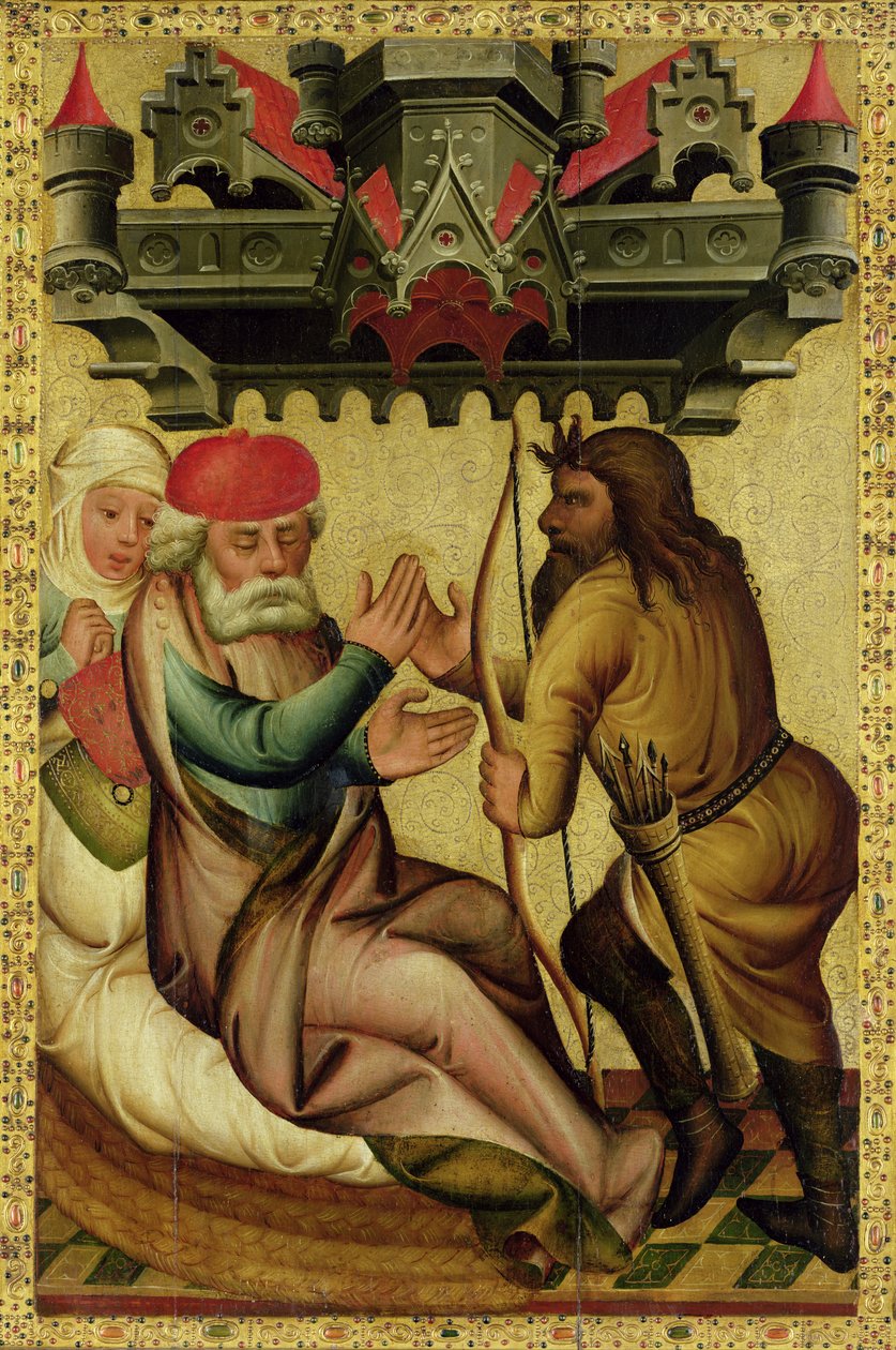 Isaac y Esaú del altar mayor de San Pedro en Hamburgo, el Altar de Grabower, 1383 de Master Bertram of Minden