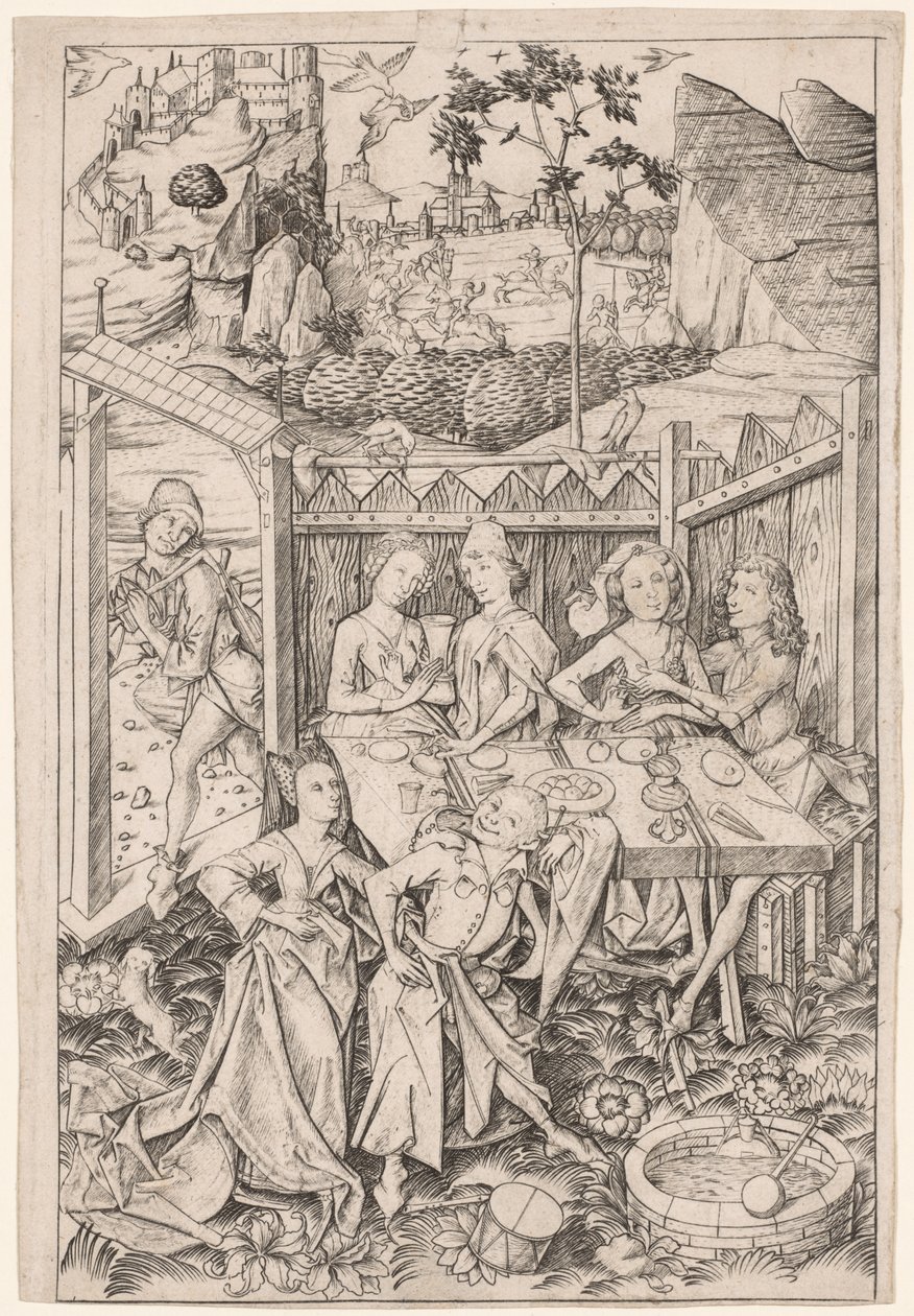 El Jardín del Amor, Gran Placa, c. 1465 de Master E. S.