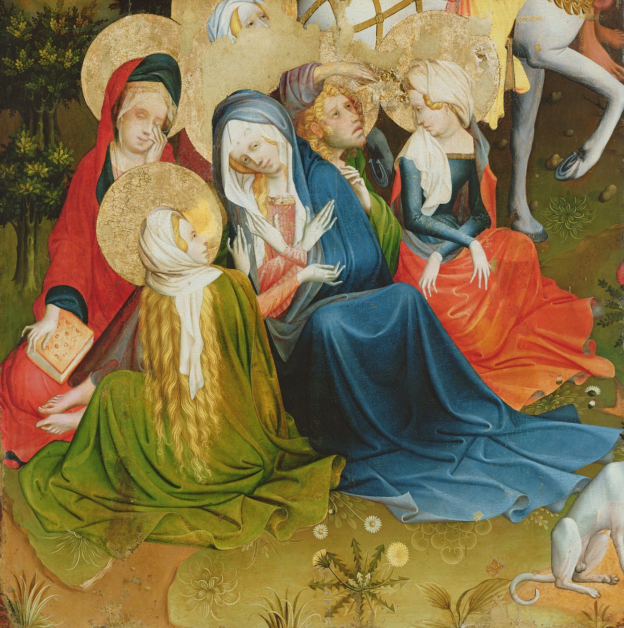 Grupo de mujeres en la crucifixión, panel del altar de San Tomás de la Iglesia de San Juan, Hamburgo, comenzado en 1424 de Master Francke
