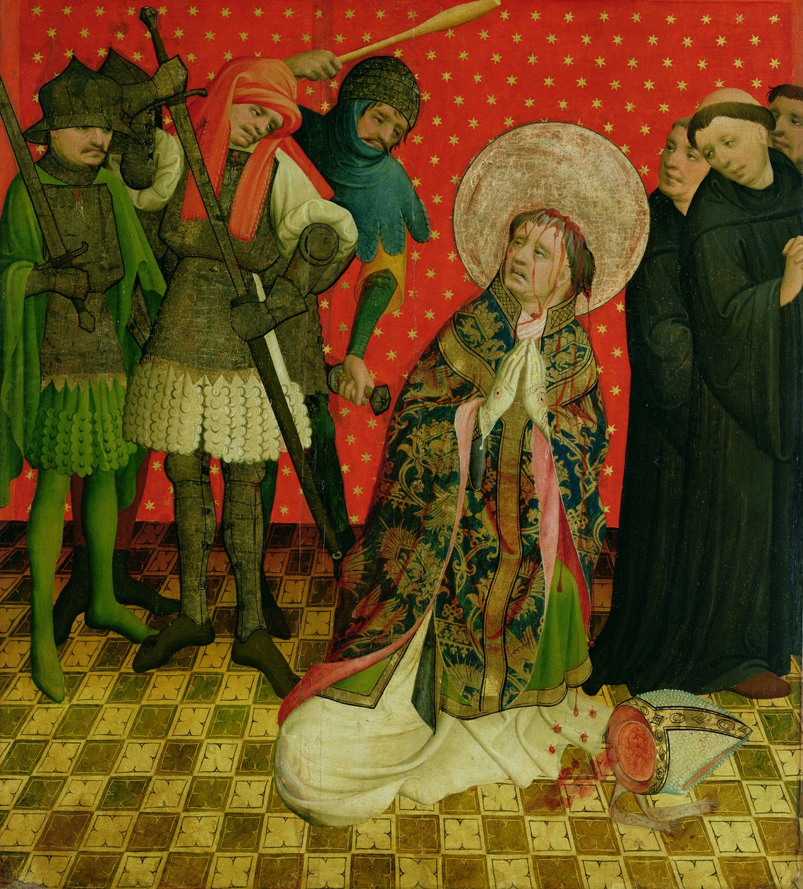 El martirio de San Tomás de Canterbury, panel del altar de San Tomás de la Iglesia de San Juan, Hamburgo de Master Francke