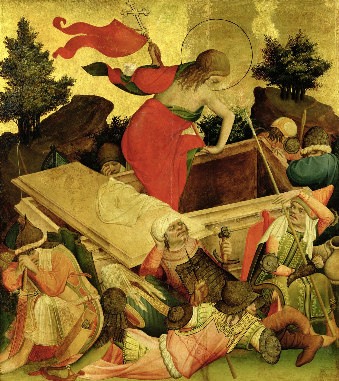 La Resurrección, panel del Altar de San Tomás de la Iglesia de San Juan, Hamburgo, comenzado en 1424 de Master Francke