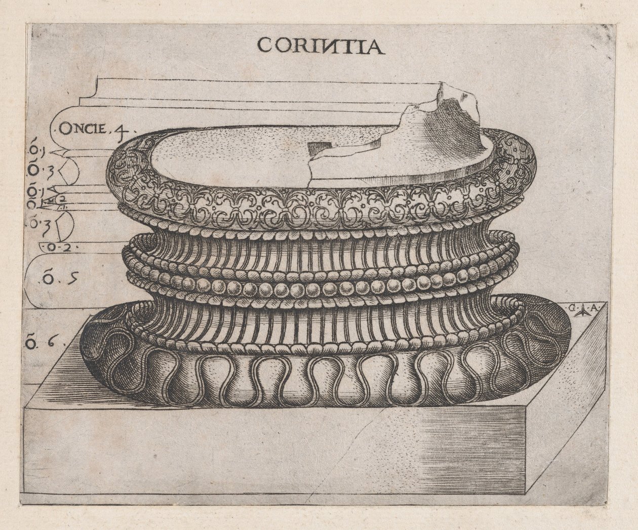 Speculum Romanae Magnificentiae: base corintia, ca. 1537 de Master GA