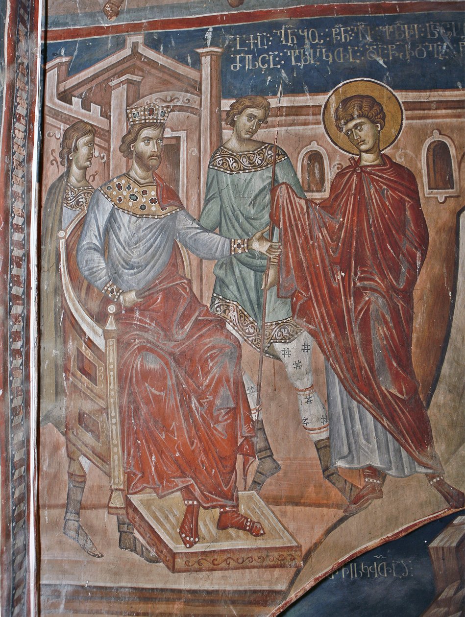 San Jorge ante el Emperador Diocleciano, siglo XIV de Master Gerasime