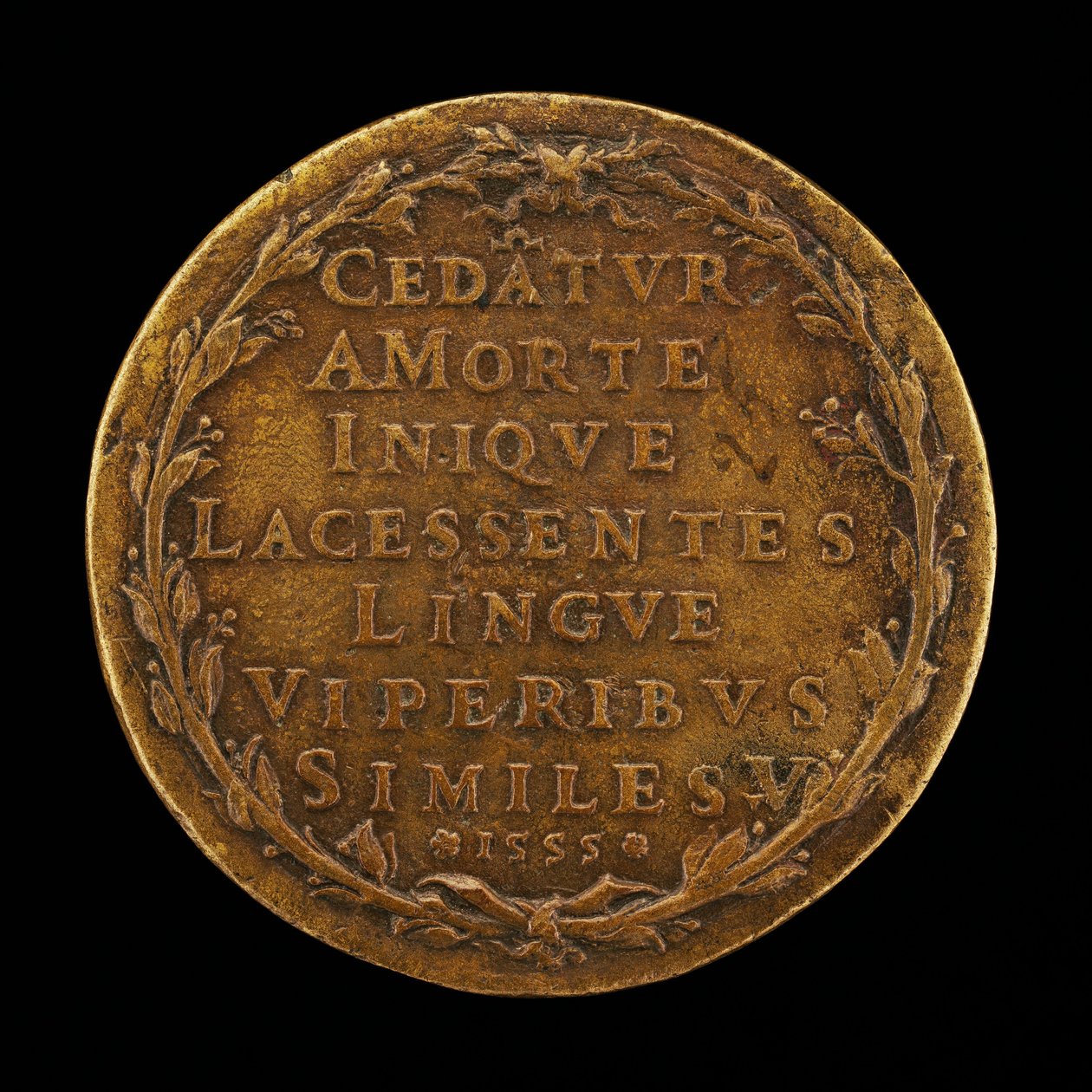 Inscripción en una corona de laurel [reverso] de Master I.A.V.F.