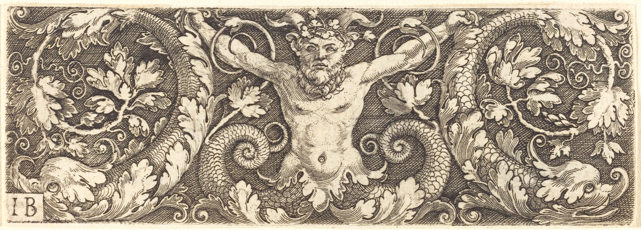 Ornamento con sátiro fantástico y delfines de Master IB