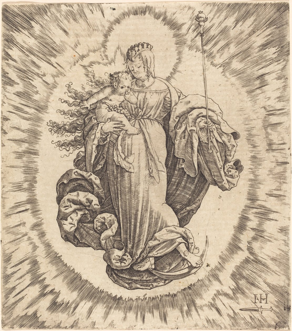 Madonna en una luna creciente de Master N.H. with the Dagger