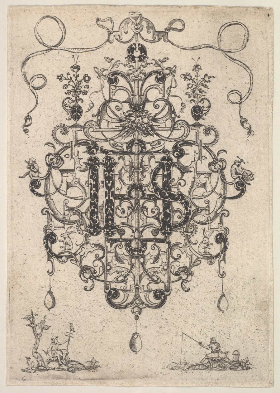 Diseño para un colgante con monograma IHS, 1609 de Master PRK