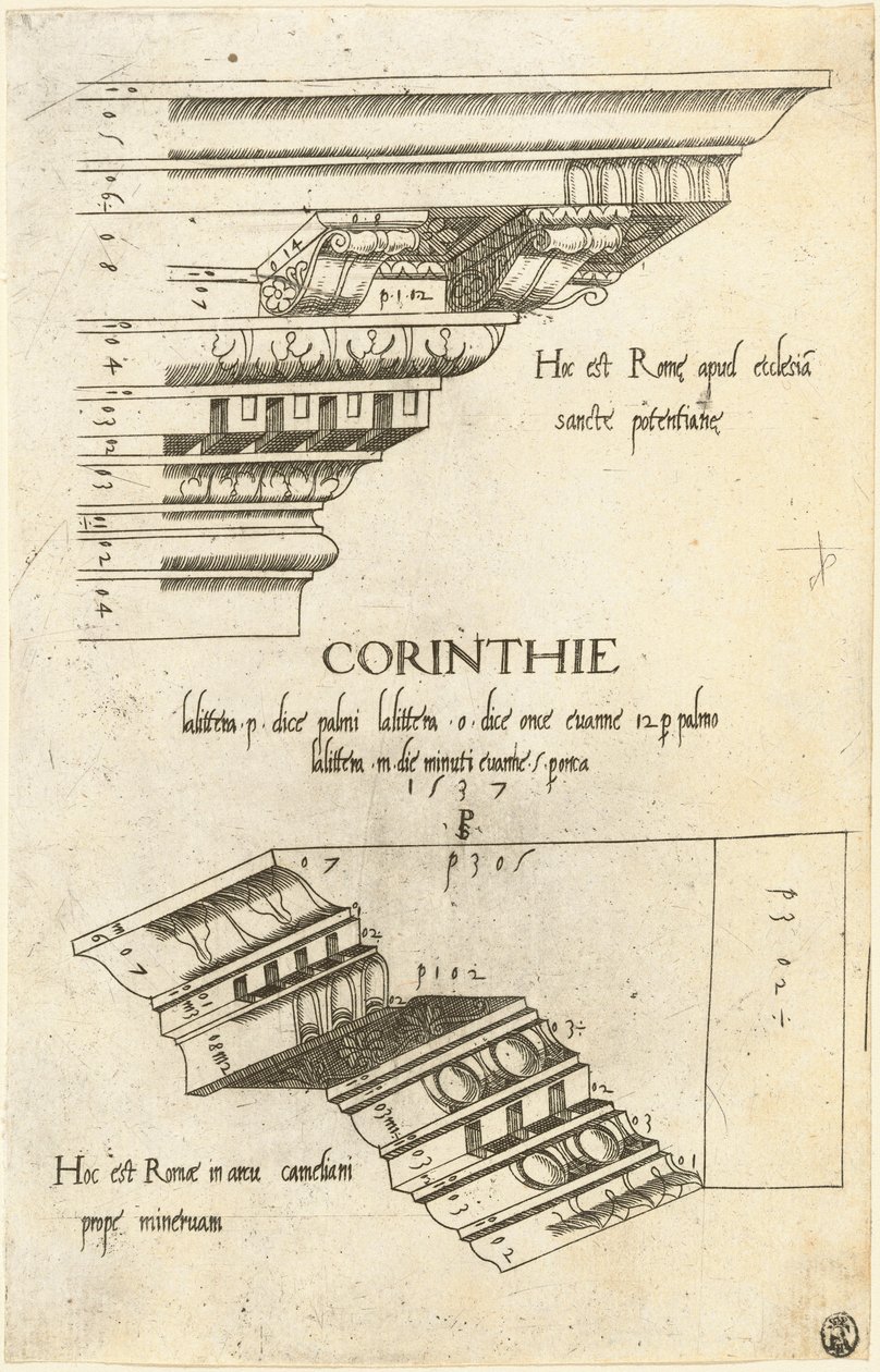 Entablamentos de Santa Pudenziana y el Arco de Camigliano, Roma de Master PS
