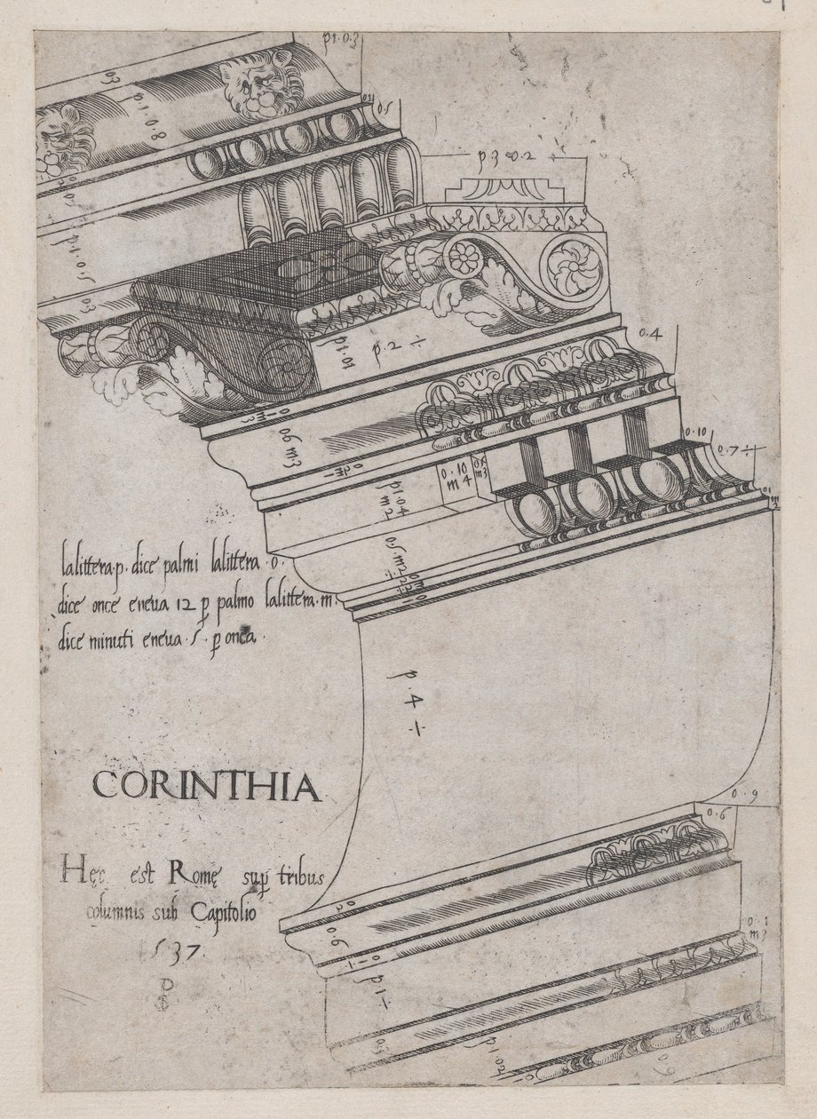 Speculum Romanae Magnificentiae: Entablamento del Templo de Vespasiano, Roma de Master PS