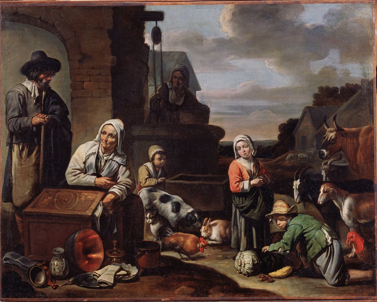Campesinos en un pozo. Pintura del maestro de beguinas (mediados del siglo XVII). Óleo sobre lienzo, 94 x 119 cm, segunda mitad del siglo XVII. Arte francés, arte barroco. Museo Pushkin de Bellas Artes, Moscú. ©FineArtImage/Leemage de Master of Beguins