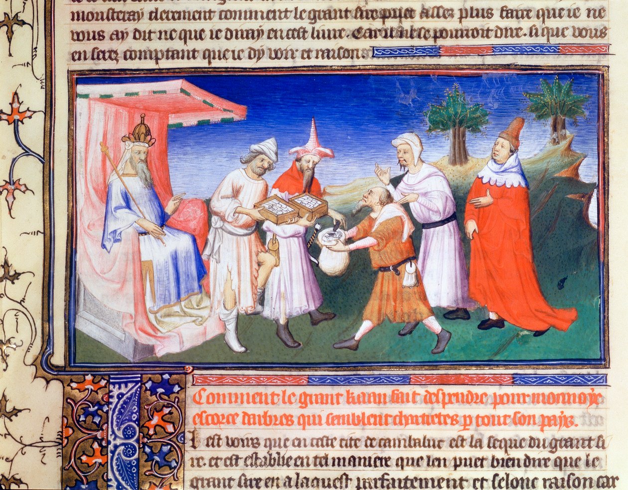 Kublai Khan pagando por compras, c1280s, principios del siglo XV de Master of Boucicaut