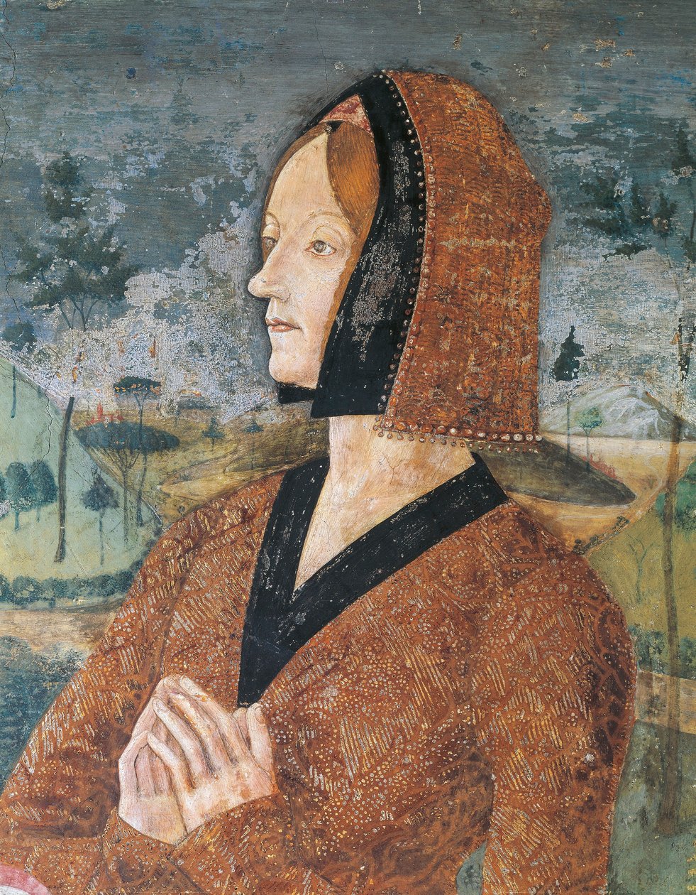 Italia, Región Piamonte, Provincia de Alessandria, Serralunga di Crea, Sacro Monte di Crea, Santuario de Santa María Assunta, Capilla de Santa Margarita de Antioquía Retrato de mujer de Master of Crea