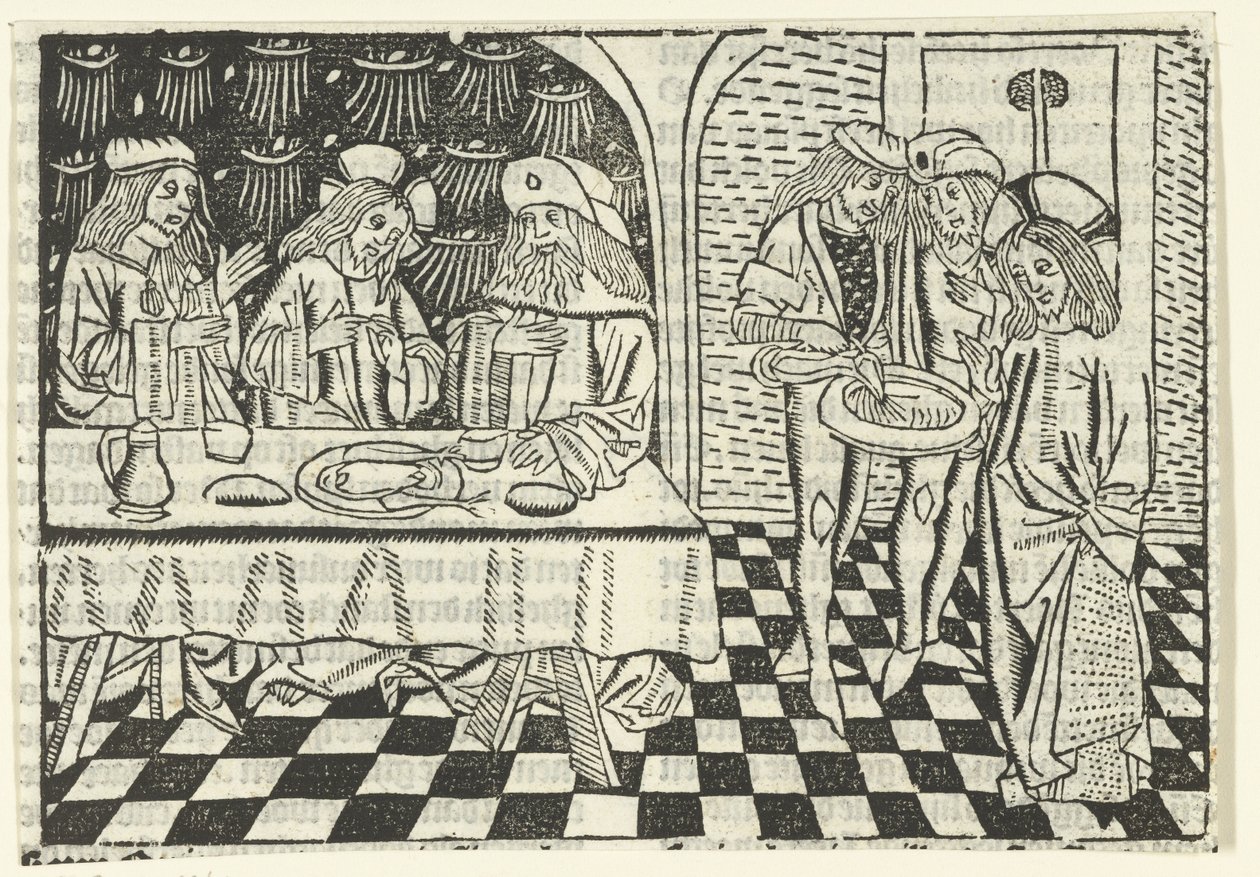 Comida con los fariseos de Master of Delft (attributed to)