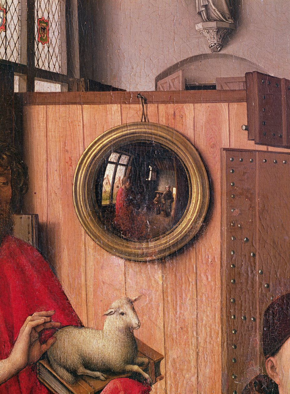 San Juan Bautista y el donante, Heinrich Von Werl, del Retablo de Werl (detalle) de Master of Flémalle