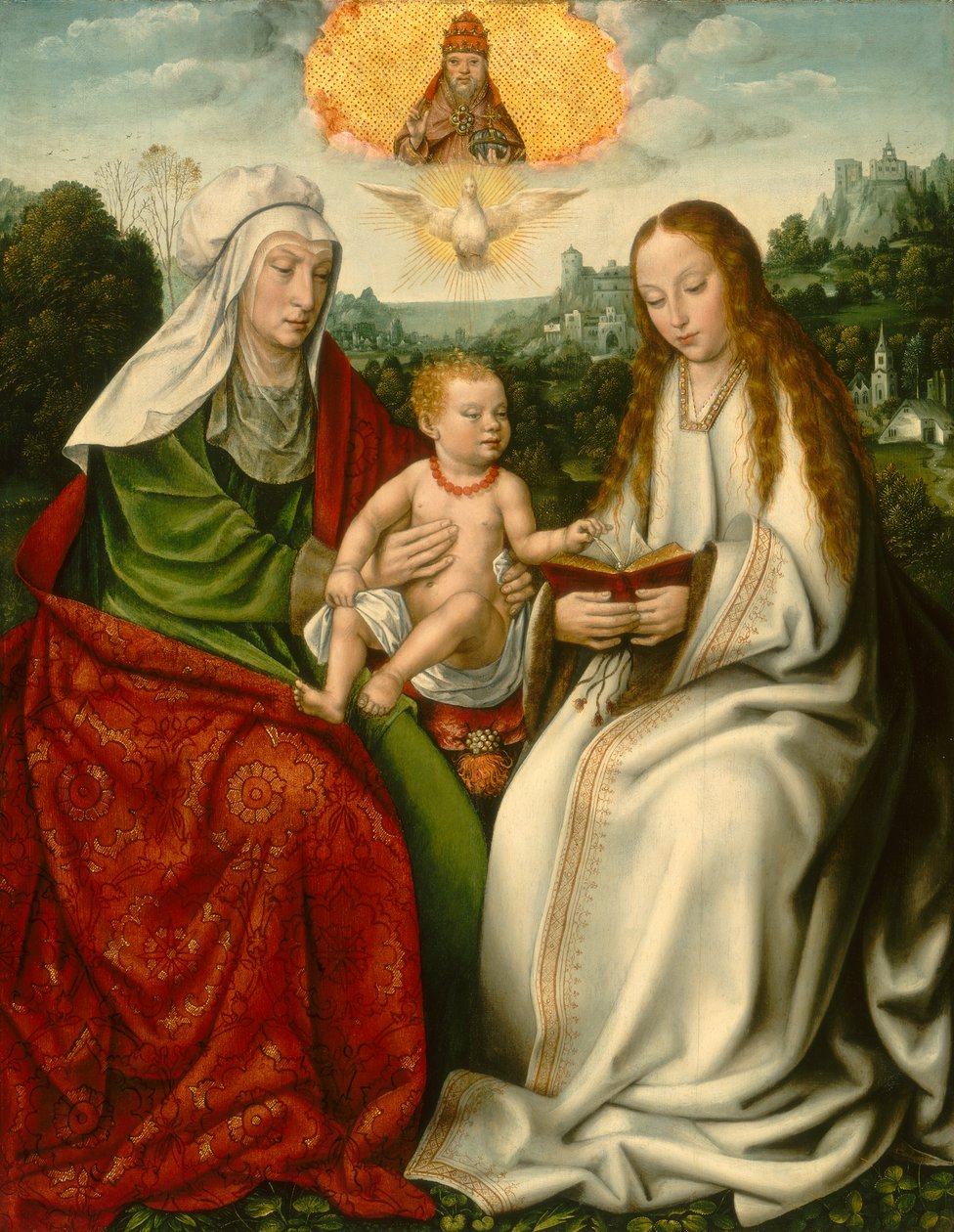 Holandés:  De H. Anna-te-Drieën Santa Ana con la Virgen y el Niño Jesús de Master of Frankfurt