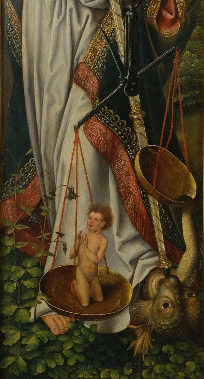 Tríptico del Bautismo de Cristo (detalle) de Master of Frankfurt