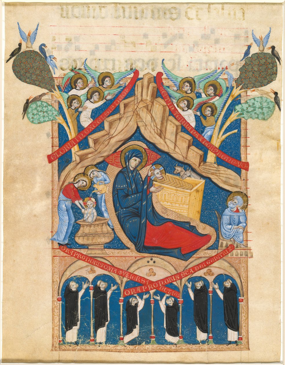 La Natividad con Seis Monjes Dominicos de Master of Imola