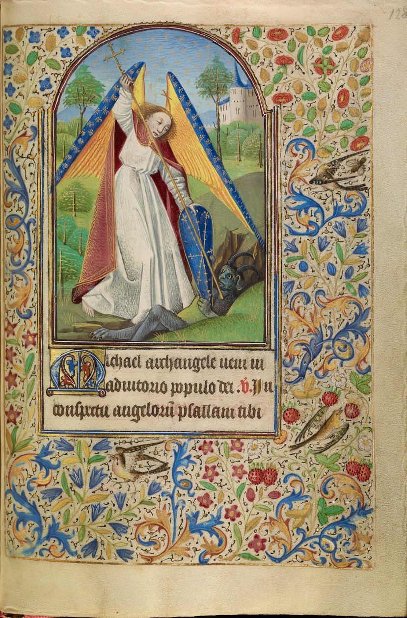 San Miguel luchando contra el diablo de Master of Jacques of Luxembourg