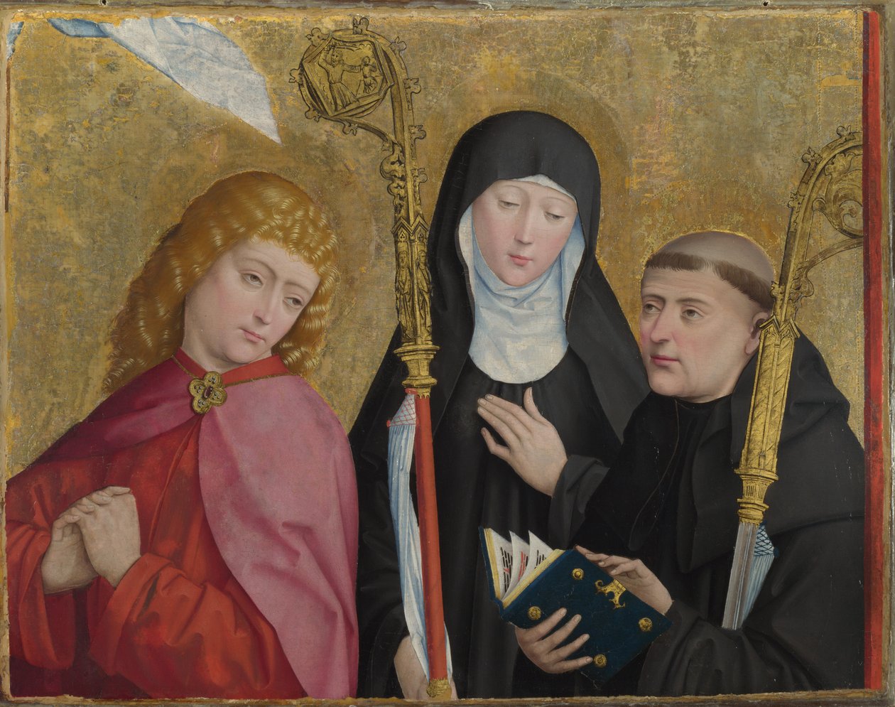 Santos Juan el Evangelista, Escolástica y Benito El retablo de Liesborn de Master of Liesborn