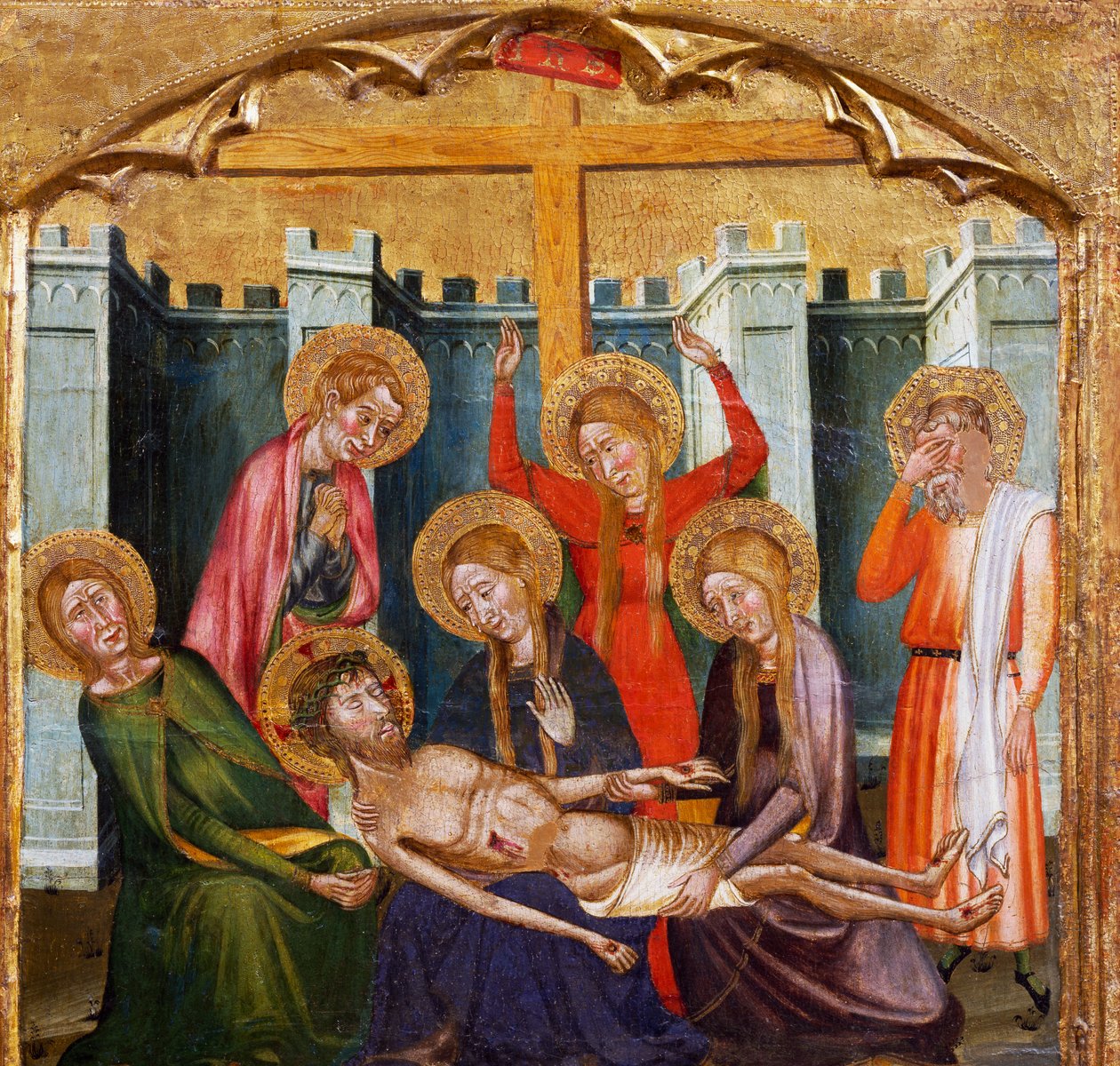 Deposición en la tumba, por el Maestro de Rubio (siglo XIV), predela del retablo de la Iglesia de Santa María, Rubio de Master of Rubió