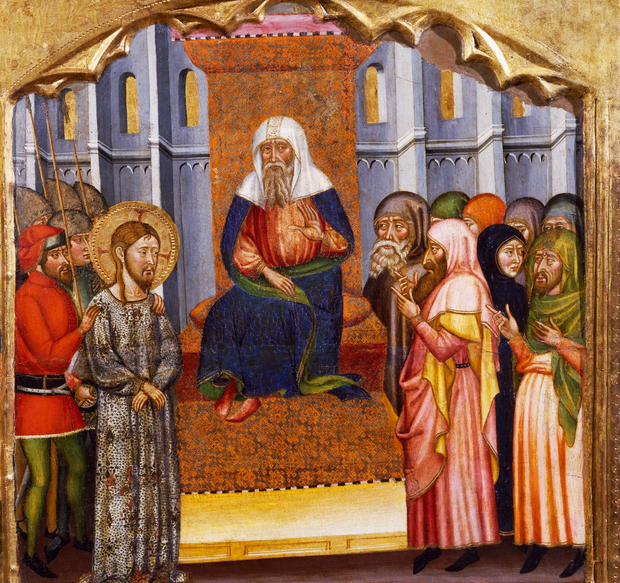 El Juicio de Jesús, por el Maestro de Rubio (siglo XIV), predela del retablo de la Iglesia de Santa María, Rubio, pintura sobre madera. de Master of Rubió