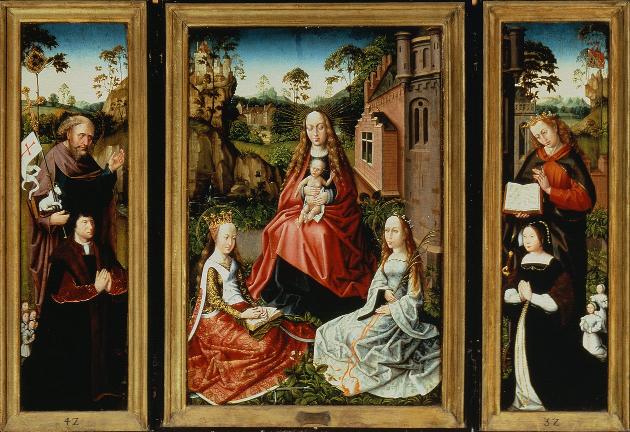 Virgen con el Niño con santos y donantes (óleo sobre tabla) de Master of Saint Anna